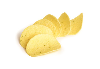 potato chips on white background