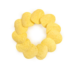 potato chips on white background