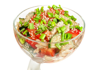 vegetable salad on white