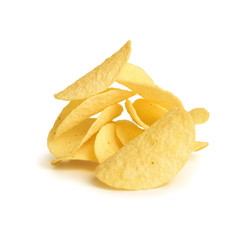 potato chips on white background