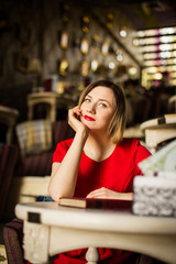 Charming woman in red