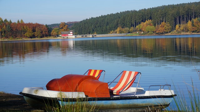 Tretboot am Brucher See, Marienheide, Deutschland