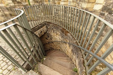 Spiral staircase in old castle in Luxembourg