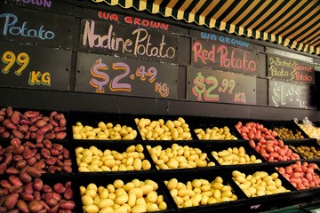 Produce on display for sale at farmer's market