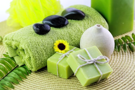 Spa Treatment Setting With Green Theme