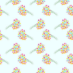Vector seamless pattern with elements of wildflowers on a light background.
