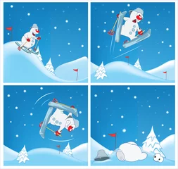 Muurstickers Adventures of a Snowman.  Cartoons and Comics for you Design © liusa
