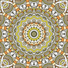 Yellow Mandala Seamless Pattern