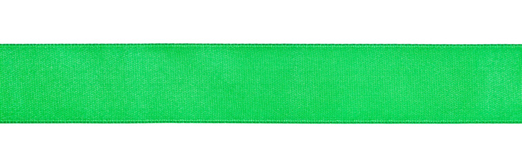 wide green satin ribbon isolated on white - obrazy, fototapety, plakaty