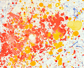 Scenic background from spots and stains of oil paint