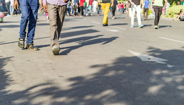 Unrecognizable Group Of People Walking