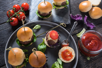 mini beef burgers from above