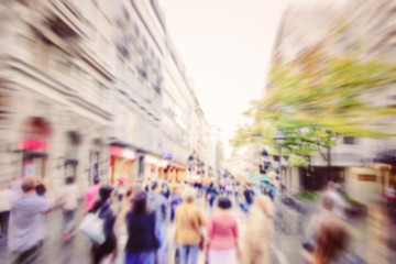 Commuters in motion blur
