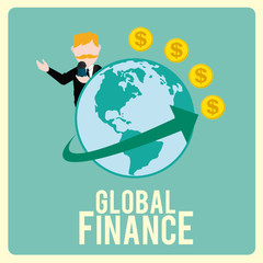 Global Finance Illustration over color background