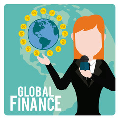 Global Finance Illustration over color background