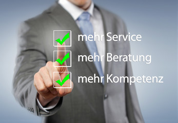 mehr Service, Beratung u. Kompetenz
