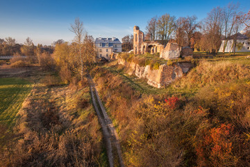  Aerial view of autumn agricultural field 
