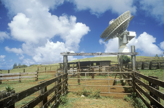 COMSAT satellite dish at Paumalu Satellite Communications at Sunset Beach, Oahu, HI