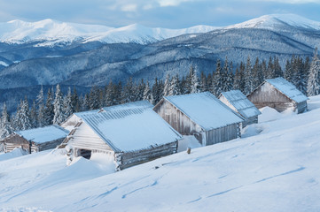 abandoned winter cabins