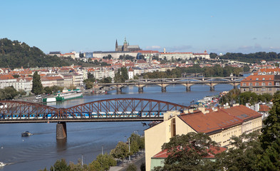 Вид на Прагу со смотровой площадки. Вышеград. Прага. Чехия.