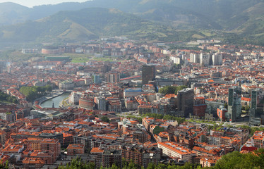 Panorama of city from above. Bilbao, Spain 