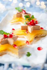Foie gras on star-shaped toasts