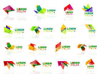 Geometric shapes company logo set, paper origami style