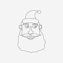 Santa Claus line monochrome vector illustration on white background