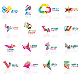 Geometric shapes company logo set, paper origami style