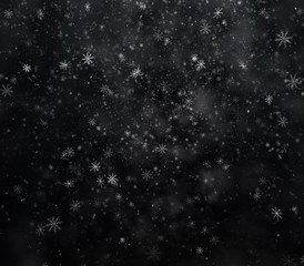 Winter Christmas background, falling snowflakes