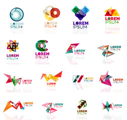 Fototapeta na wymiar Geometric shapes company logo set, paper origami style
