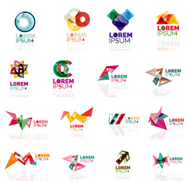 Geometric shapes company logo set, paper origami style