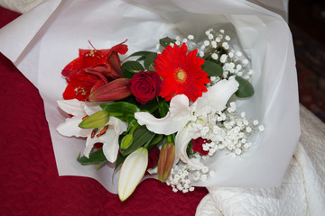 A beautiful Bridal bouquet of red roses