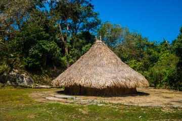 Fototapeta na wymiar Traditional house of Kogi people, indigenous ethnic group, Colombia