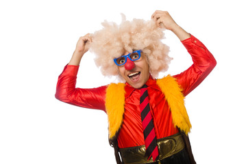 Funny clown in fun concept isolated on white