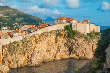 Fototapeta na wymiar City of Dubrovnik, UNESCO site, old defense walls, fortress Bokar 