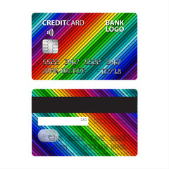 Vector illustration of colored credit card isolated on white background