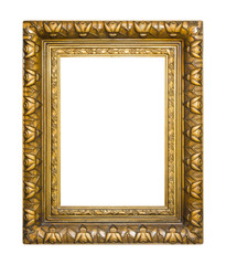 Old golden frame isolated on the white background.