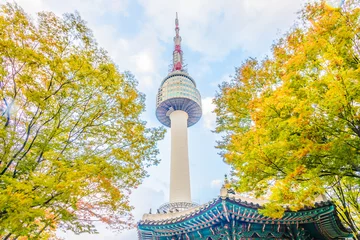 Zelfklevend Fotobehang Seoul toren in seoul city, korea © siraphol