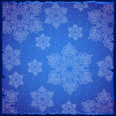 Beautiful snowflakes on a blue background