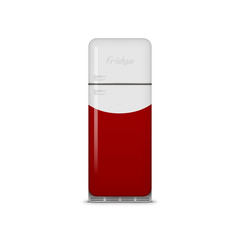 Realistic vintage red and white vector Fridge