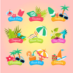 Summer Party Labels And Elements Set Isolated 
