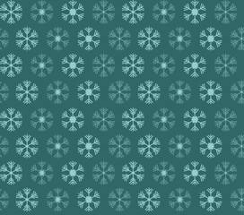 Seamless pattern with blue and white christmas snowflakes on blu