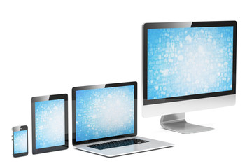 Fototapeta premium Ultimate web design, laptop, smartphone, tablet, computer, display