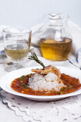 Louisiana soup gumbo with shrimp