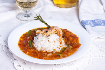 Louisiana soup gumbo with shrimp