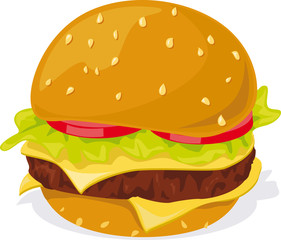 Hamburger - illustration on white background