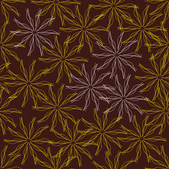 Abstract floral seamless pattern on maroon background