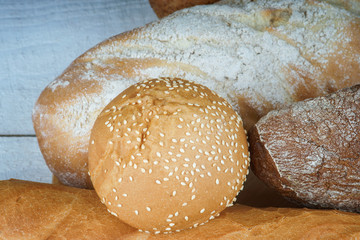 Freshly bread buns and bakery products