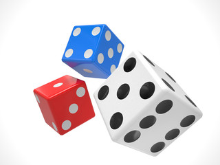 three dices on white